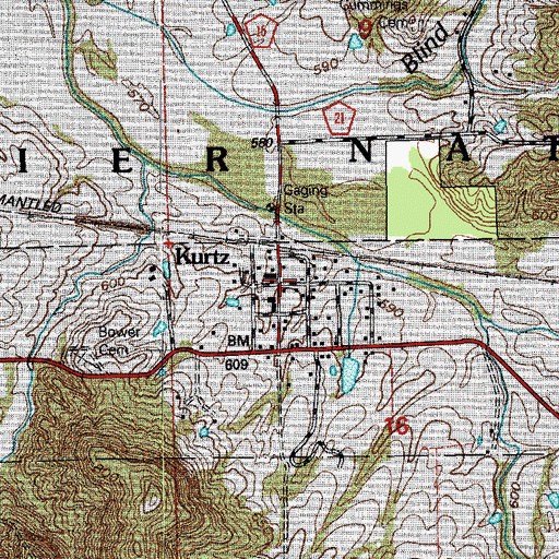 Topographic Map of Kurtz, IN