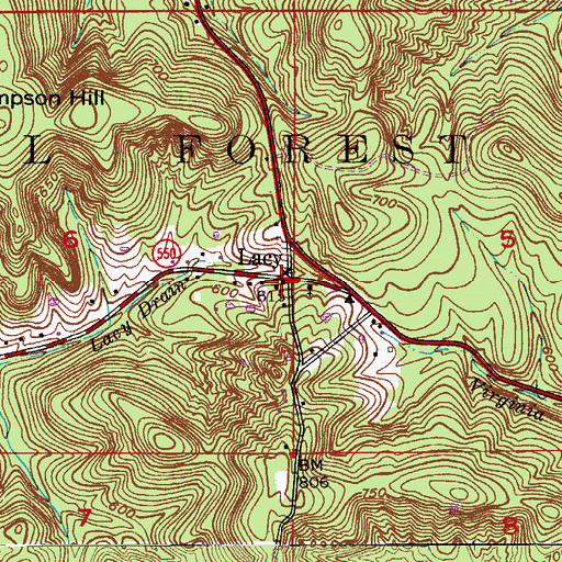 Topographic Map of Lacy, IN