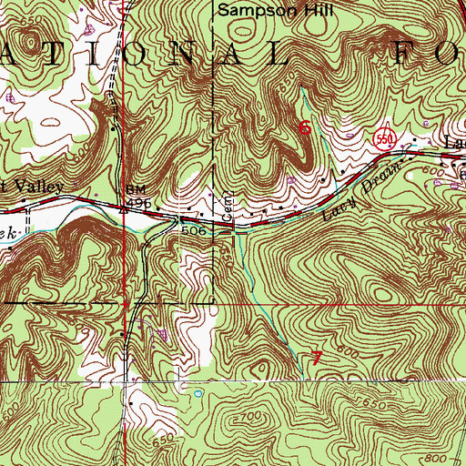Topographic Map of Lacy Drain, IN