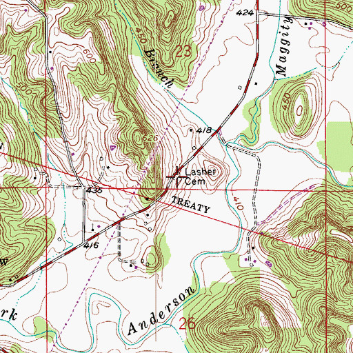 Topographic Map of Lasher Cemetery, IN