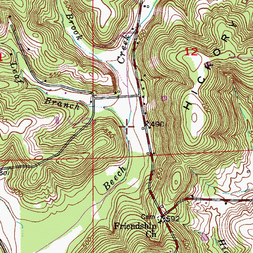 Topographic Map of Leaf Branch, IN