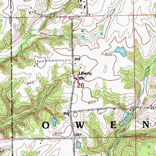 Topographic Map of Liberty Church, IN