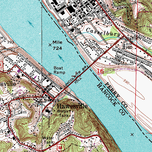 Topographic Map of Lincoln Toll Road Bridge, IN