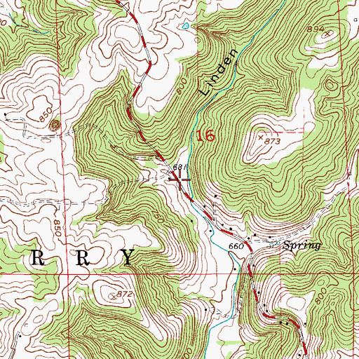 Topographic Map of Linden Hollow, IN