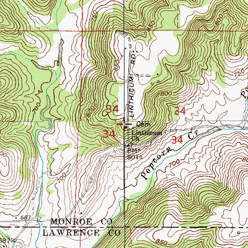 Topographic Map of Linthieum Church, IN