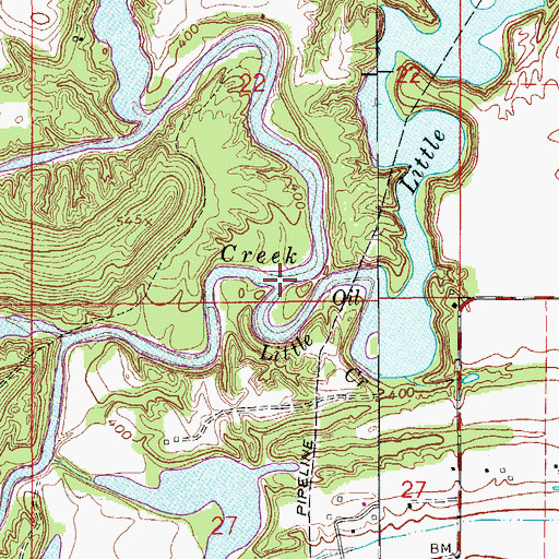 Topographic Map of Little Oil Creek, IN