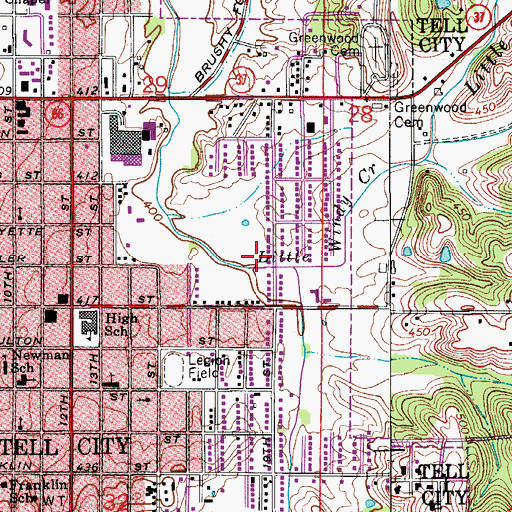Topographic Map of Little Windy Creek, IN