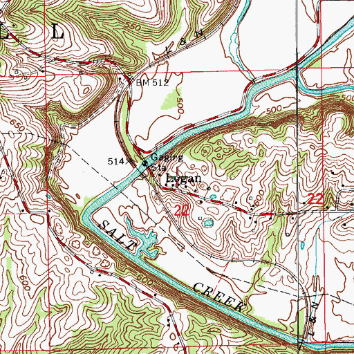 Topographic Map of Logan, IN