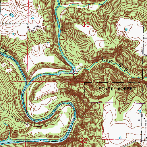 Topographic Map of Low Gap Branch, IN