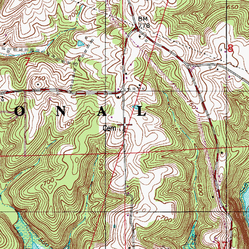 Topographic Map of Lowe School, IN