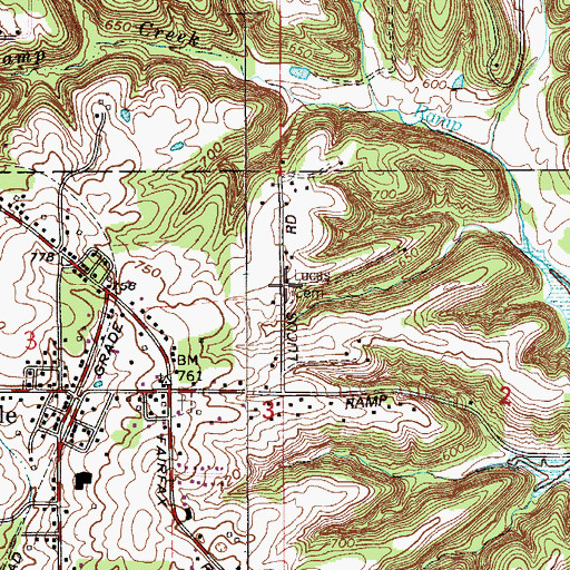 Topographic Map of Lucas Cemetery, IN