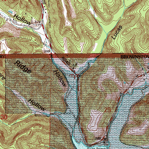 Topographic Map of Lucas Hollow, IN