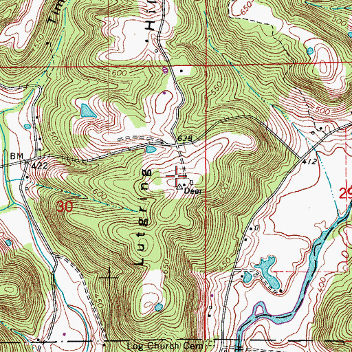 Topographic Map of Lutgring Hill, IN