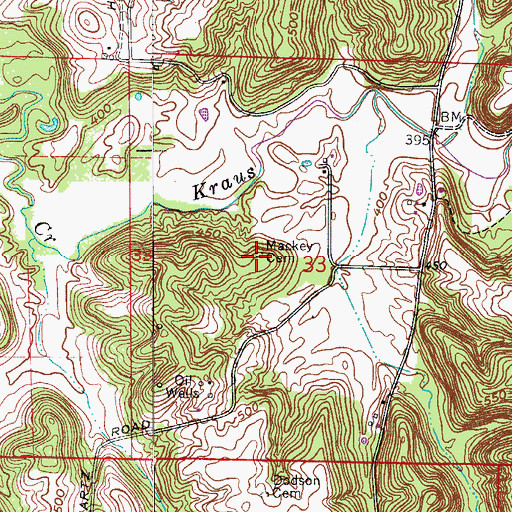 Topographic Map of Mackey Cemetery, IN