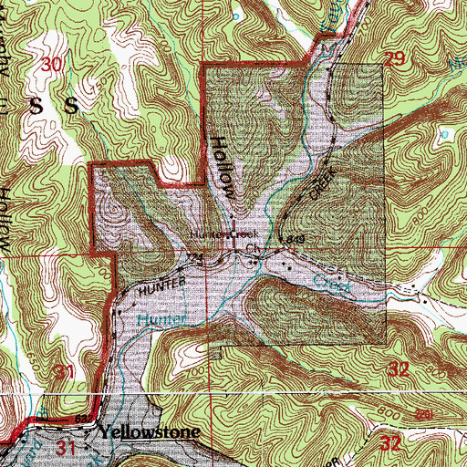 Topographic Map of Martin Hollow, IN