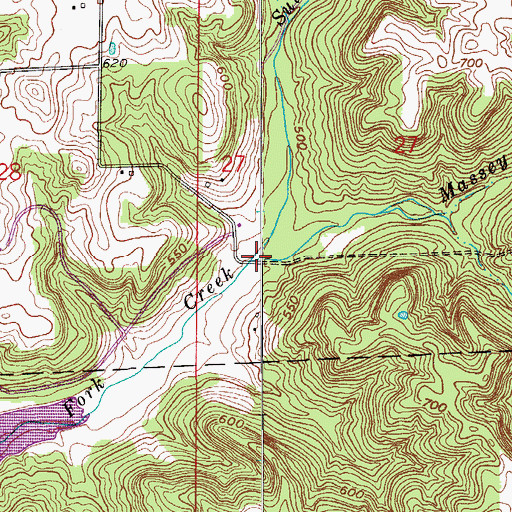 Topographic Map of Massey Creek, IN