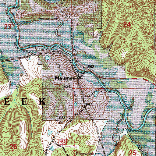 Topographic Map of Maumee, IN
