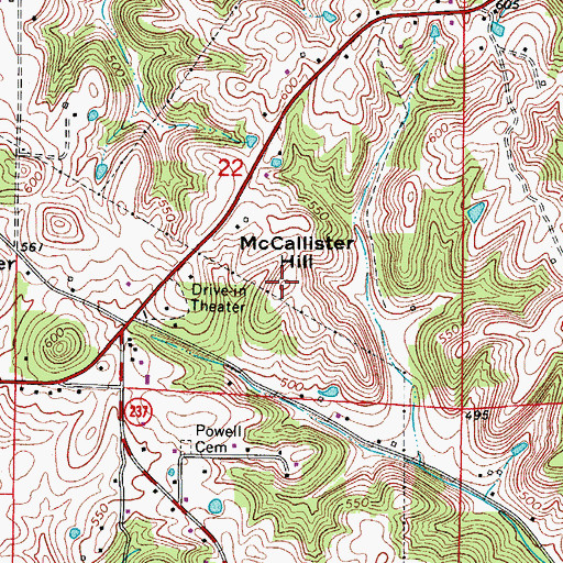 Topographic Map of McCallister Hill, IN