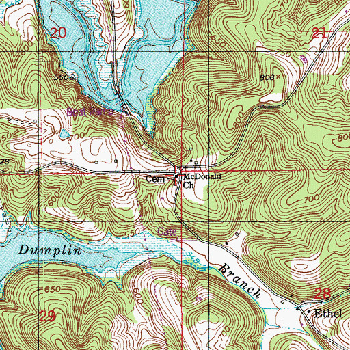 Topographic Map of McDonald Church, IN