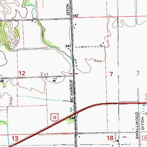 Topographic Map of McHargue Ditch, IN