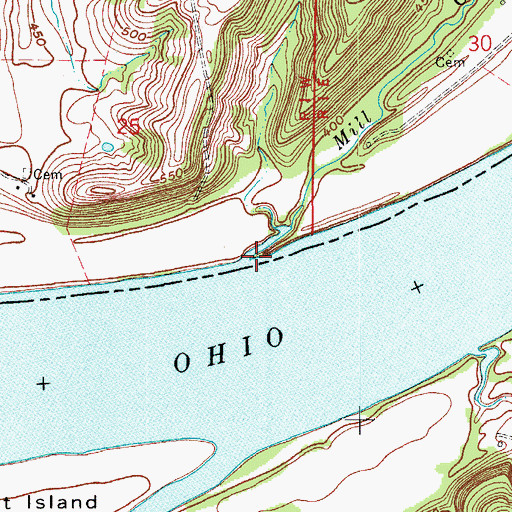 Topographic Map of Mill Creek, IN
