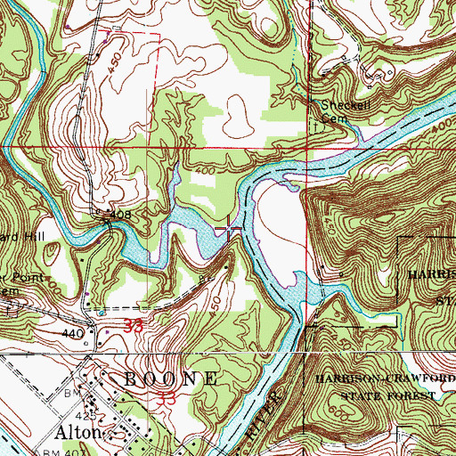 Topographic Map of Mill Creek, IN