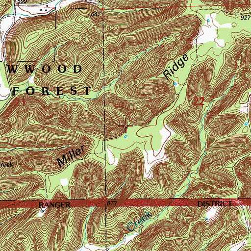 Topographic Map of Miller Ridge, IN