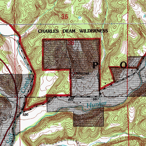 Topographic Map of Mitchell Cemetery, IN