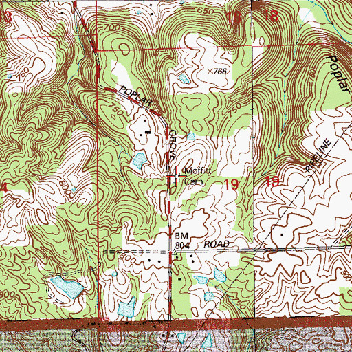 Topographic Map of Melott Cemetery, IN