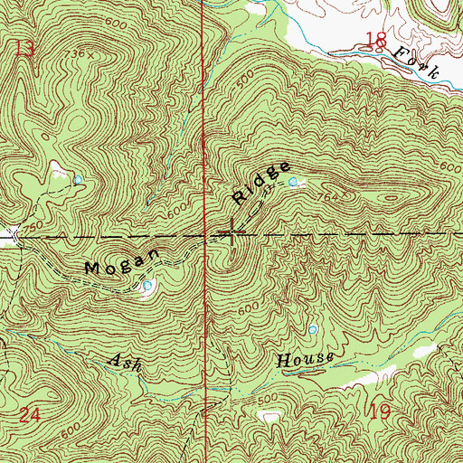 Topographic Map of Mogan Ridge, IN