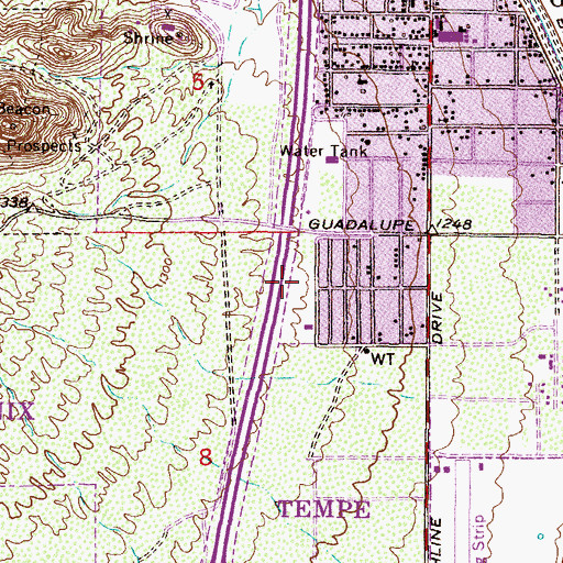 Topographic Map of KUKQ-AM (Tempe), AZ