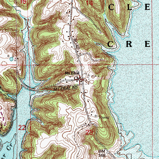 Topographic Map of Mount Ebal Church, IN