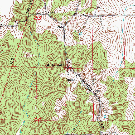 Topographic Map of Mount Gilead Church, IN