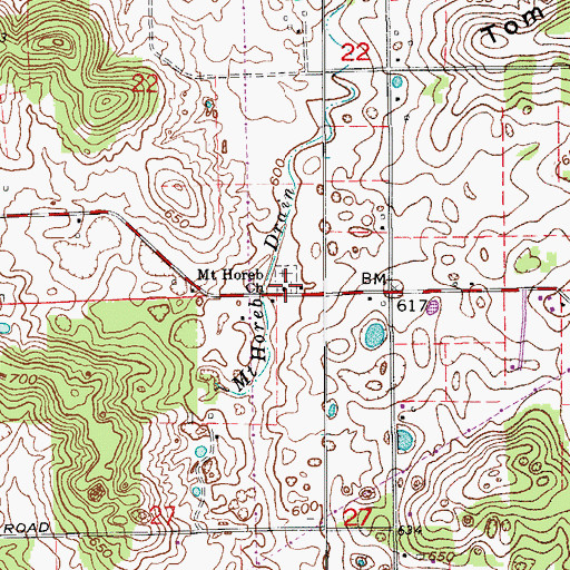 Topographic Map of Mount Horeb Church, IN