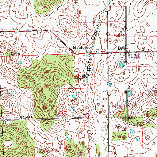 Topographic Map of Mount Horeb Drain, IN
