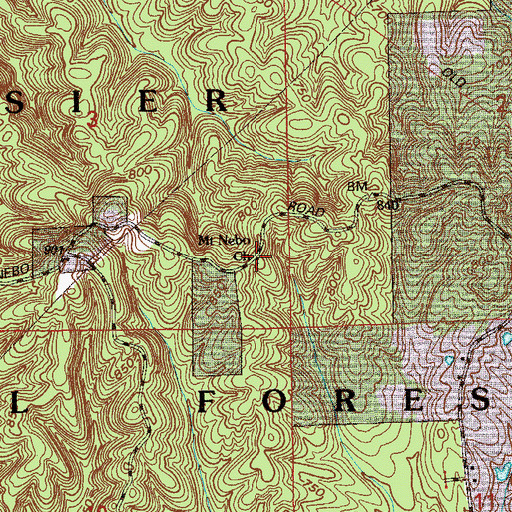 Topographic Map of Mount Nebo Church, IN