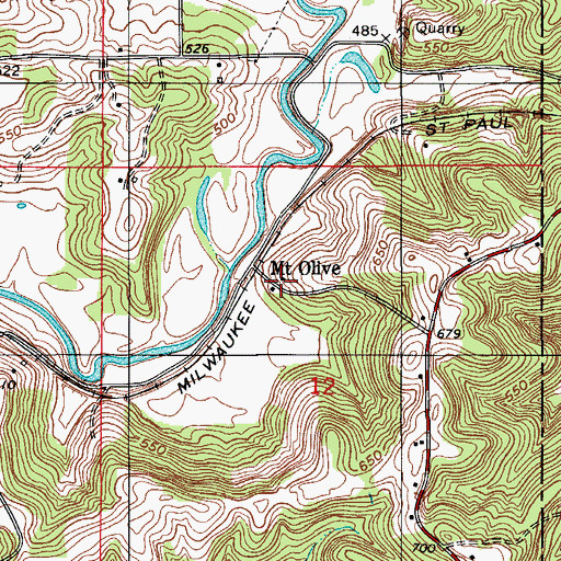 Topographic Map of Mount Olive, IN