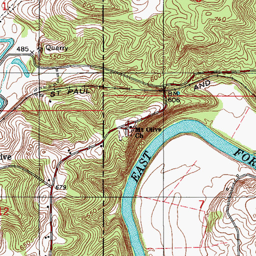 Topographic Map of Mount Olive Church, IN