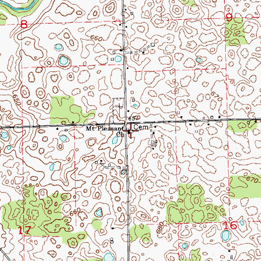 Topographic Map of Mount Pleasant Church, IN