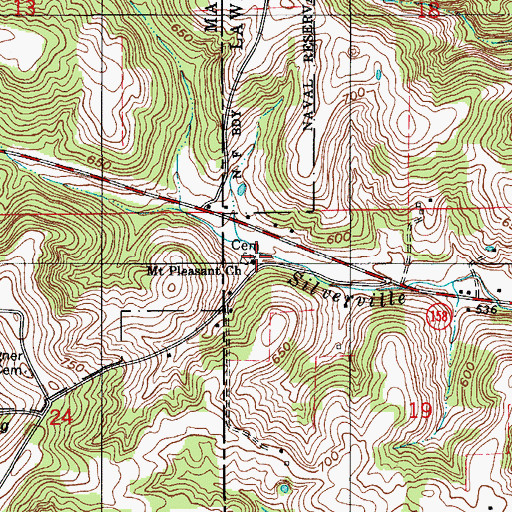 Topographic Map of Mount Pleasant Church, IN
