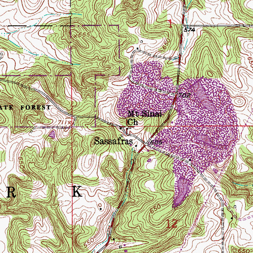 Topographic Map of Mount Sinai Church, IN