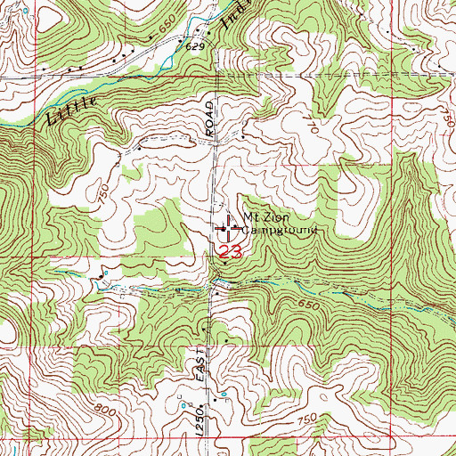 Topographic Map of Mount Zion Campground, IN