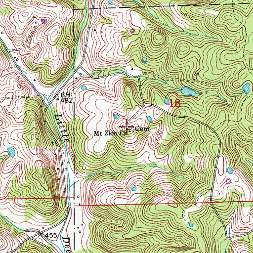 Topographic Map of Mount Zion Church, IN