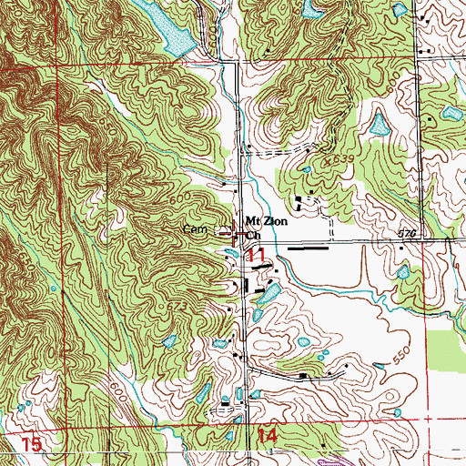Topographic Map of Mount Zion Church, IN