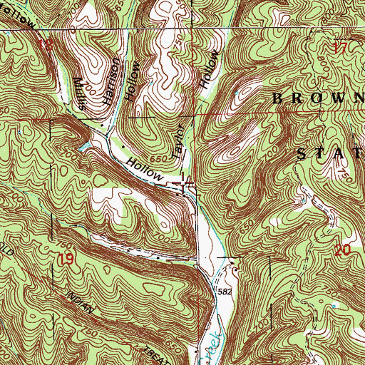 Topographic Map of Mullis Hollow, IN