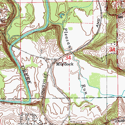 Topographic Map of Murdock, IN