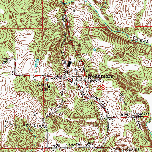 Topographic Map of Needmore, IN
