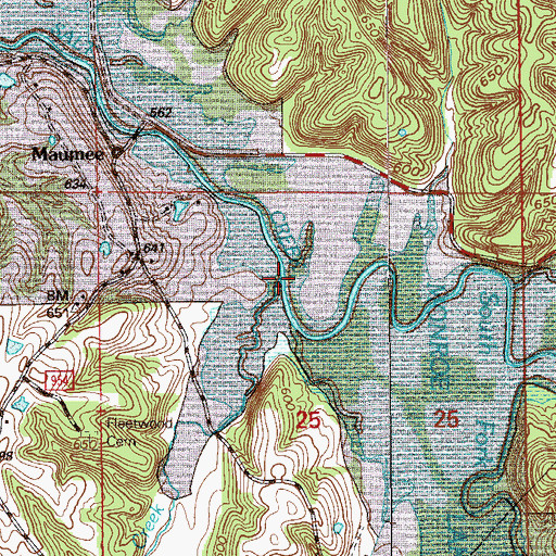 Topographic Map of Negro Creek, IN