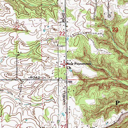 Topographic Map of New Paynetown Church, IN