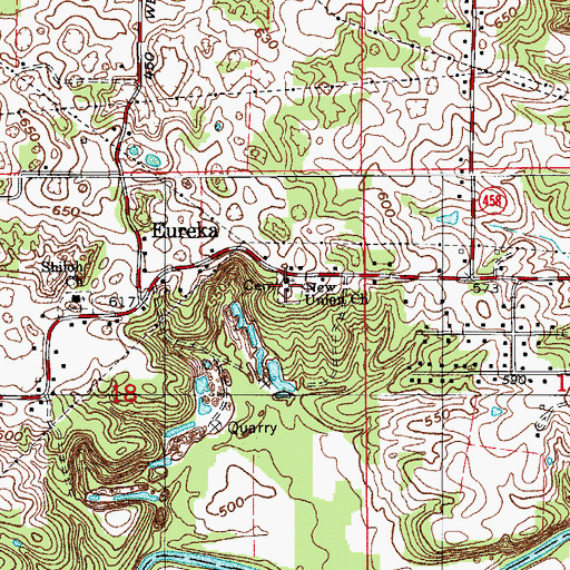 Topographic Map of New Union Church, IN